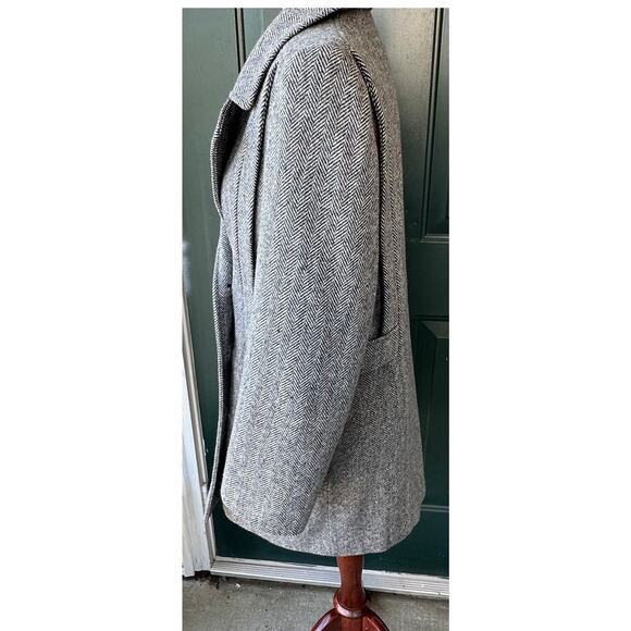 Vintage Women’s Wool Herringbone Coat M Alorna USA Union Made Gray 1970's 80's - Picture 5 of 11